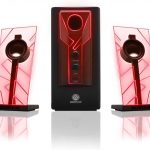 GOgroove BassPULSE 2.1 Computer Speakers with Red LED Glow Lights