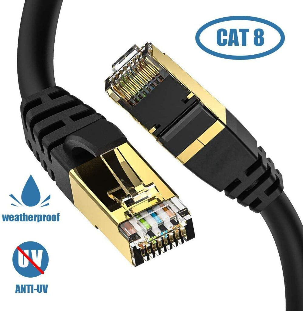 Dbillionda Cat 8 2000mhz With Gold Plated Rj45 Connector, Gaming Modem Ethernet Cable