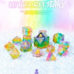 unicorn tears 12pc layered glitter dice set with kraken logo