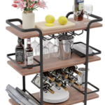 jubao vintage rolling wine trolley kitchen island cart image1