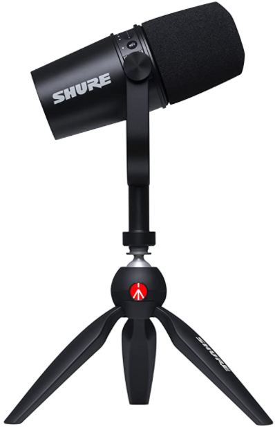 shure mv7 usb microphone with tripod image 1